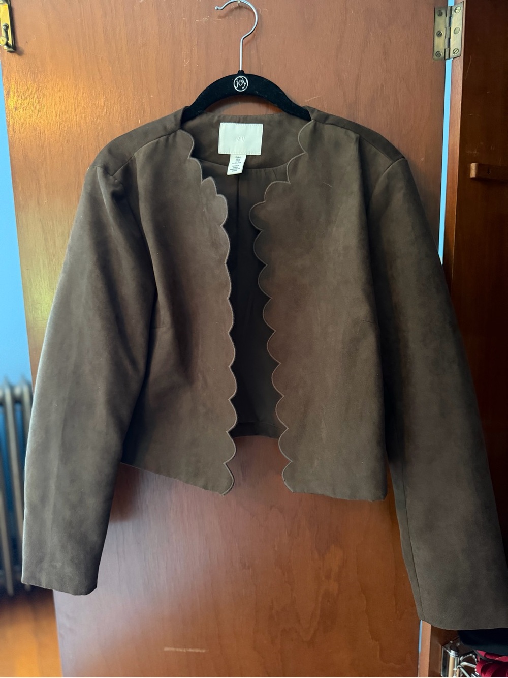 H&M Brown Scalloped Suede Blazer